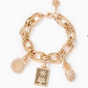 NWT Lilly Pulitzer Gold Metallic Charm Bracelet